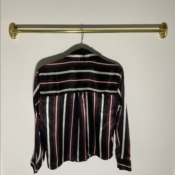Black, Burgundy and White Striped Long-Sleeved Top - Picture 3 of 6